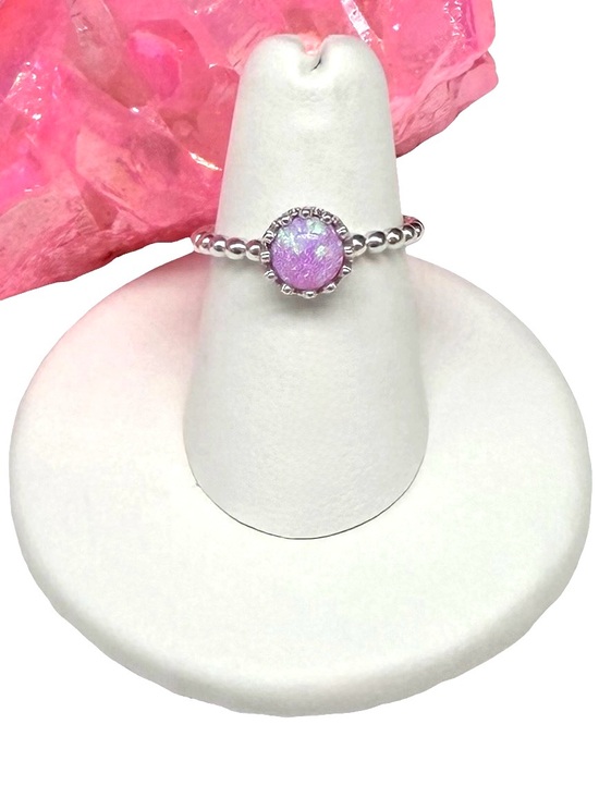 Jewelmazed Jewelry - Pink Fire Opal Ring Size 5 Solid 925 Sterling Silver